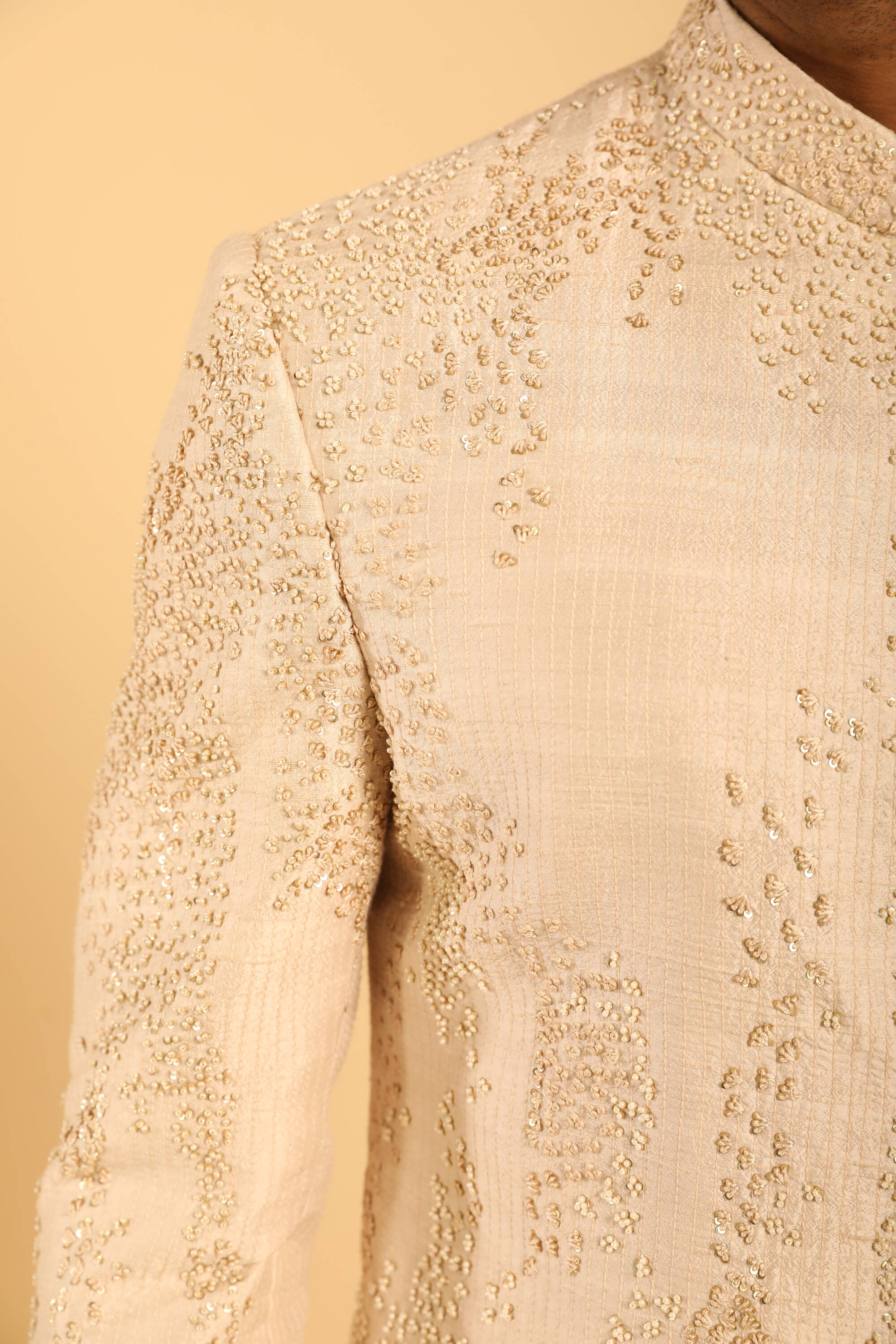 Cream Embroidered Bandhgala