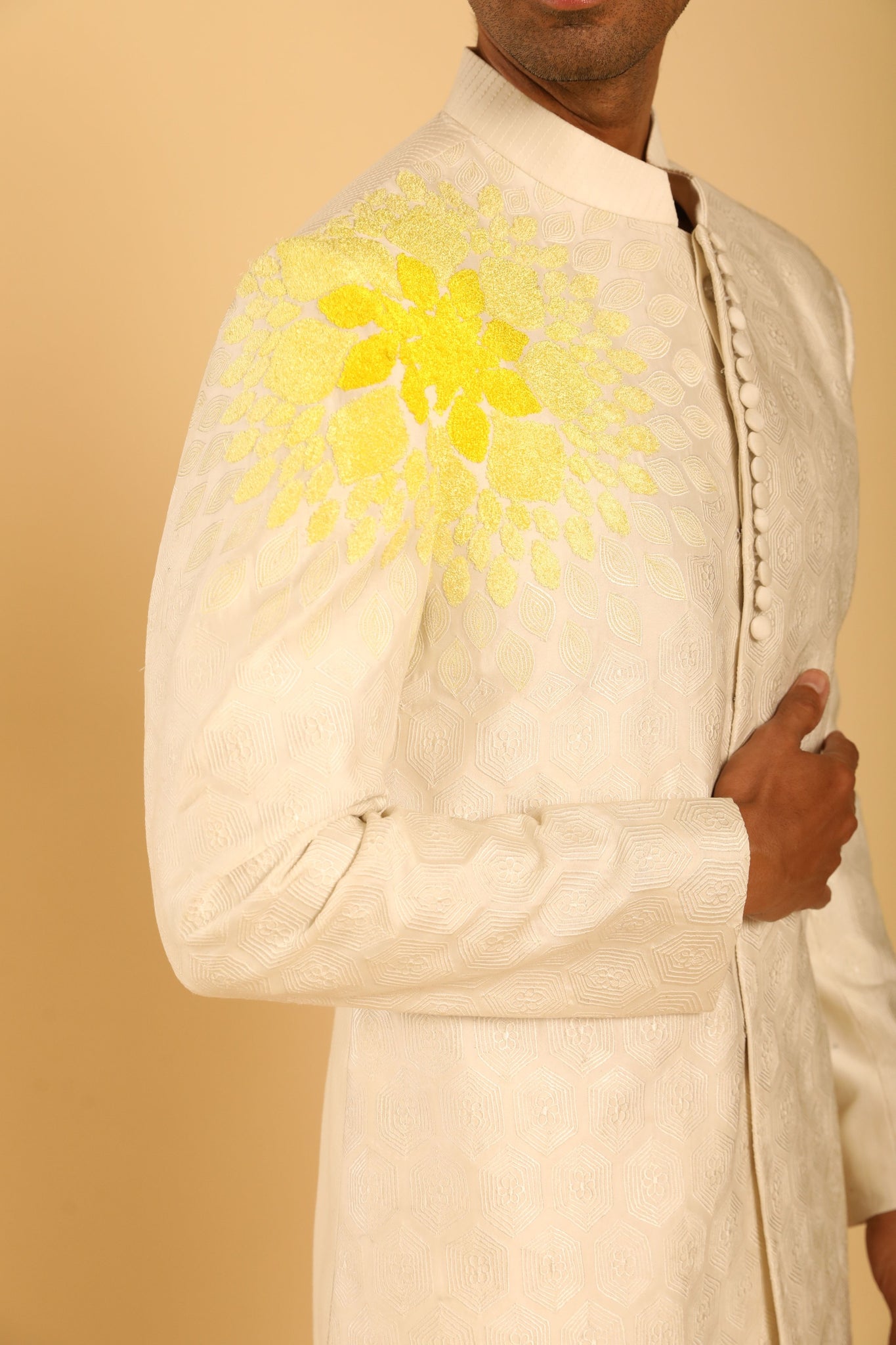 Ivory Embroidered Bandhgala