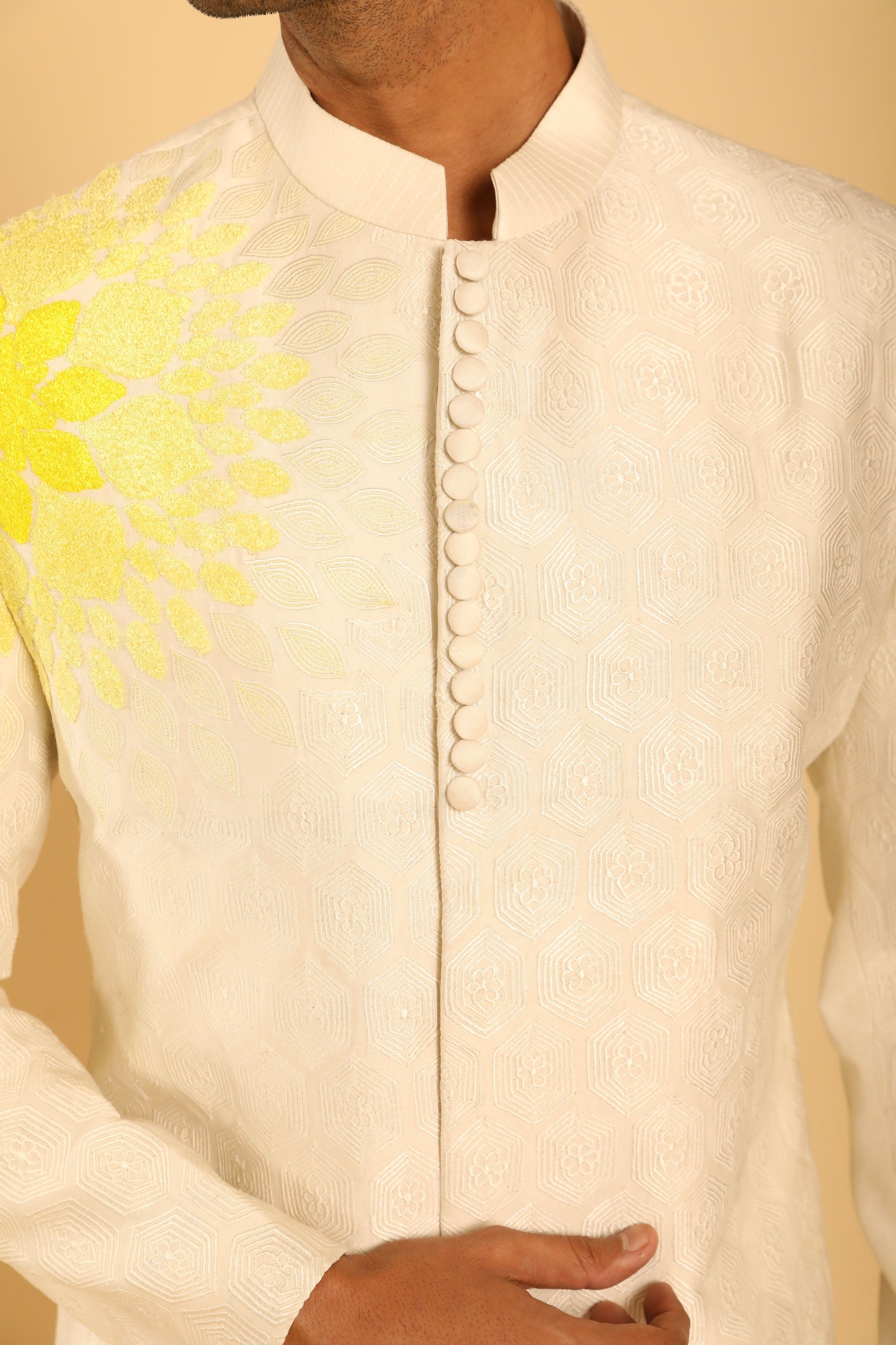 Ivory Embroidered Bandhgala